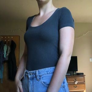 ribbed grey American Eagle bodysuit